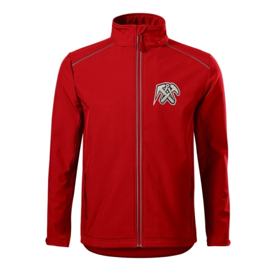 Softshell kurtka męska   z membraną  WIOSNA / JESIEŃ - czerwona  z  LOGO DEKARZ haft